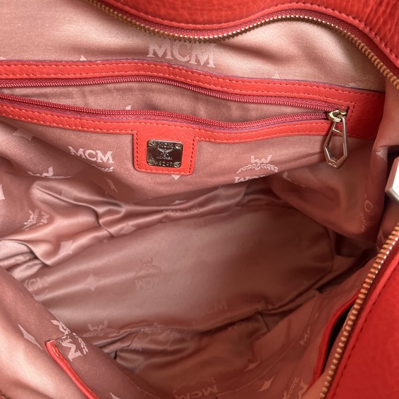 MCM Orange embossed leather handbag EUC - Picture 10 of 12